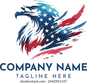 Eagle USA Flag logo, Watercolor