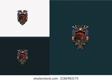 eagle and usa flag vector illustration design