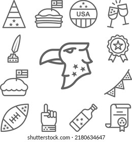 Eagle, USA icon in a collection with other items