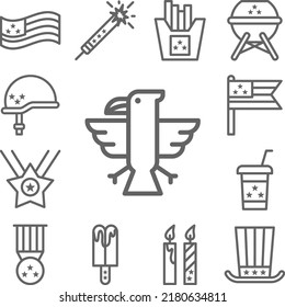 Eagle, USA icon in a collection with other items