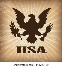 eagle usa over vintage background vector illustration