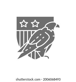Adler mit US-Schild, Wappen von Amerika graue Ikone.