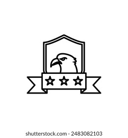 Eagle with USA shield,coat of arms of America,simple design icon logo illustration,suitable for use in web design and mobile applications, logo illustration. Symbol, pixel graphic.