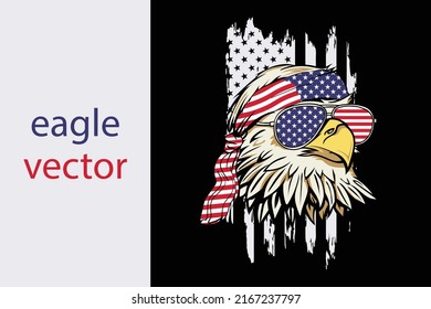 Eagle vector with American flag t shirt design