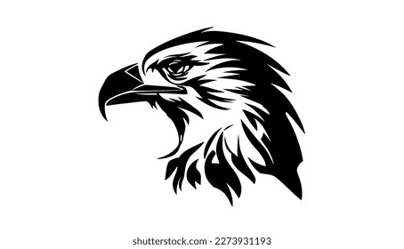 Eagle vector black line illustration isolated white. Sketch art