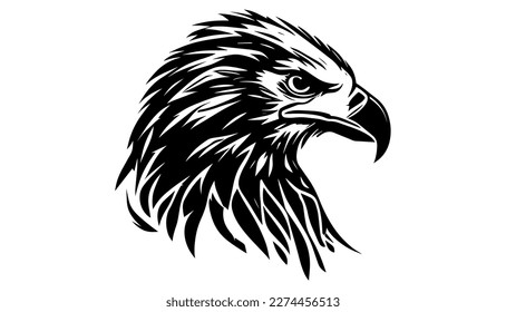 Eagle vector black line illustration isolated white. Sketch art