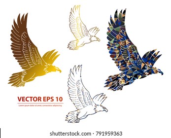 Eagle vector icon gold. Abstracts vector icon on background. Vector illustration EPS 10 . 