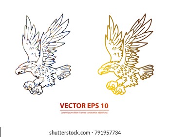 Eagle vector icon gold. vector icon on background. Vector illustration EPS 10 .