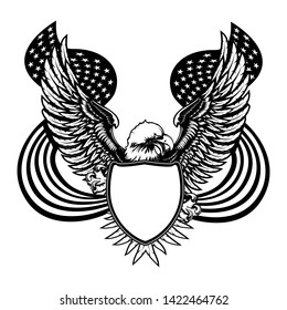 Eagle vector illustration. Bird. Eargle isolated on white vector illustration. Power. Patriotism. Independence. World symbol of freedom. Flying bird. USA. Tattoo. Retro logo of falcon. Eagle wings.