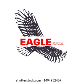 Eagle. Vector illustration. Black, white and red vector objects.
