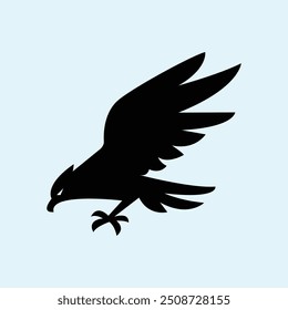 Eagle Vector Illustration, Black and White Silhouettes. Perfect for Logos, Designs, and More.  Eagle black design. Vector illustration