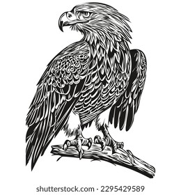 eagle vector illustration line art drawing black   white bird
