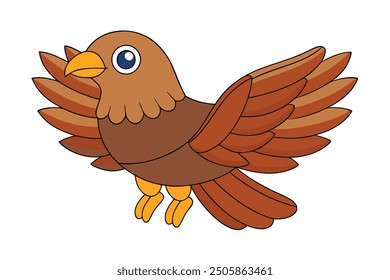 Eagle Vector Illustration - Linocut, Kawaii, Cartoon, Clipart, and Line Art Design