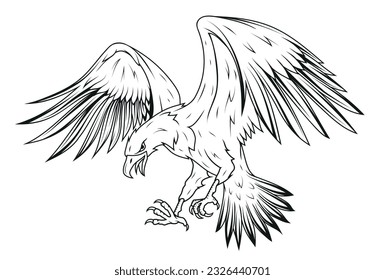 Eagle. Vector illustration of a sketch soaring bald eagle. National symbol of the usa