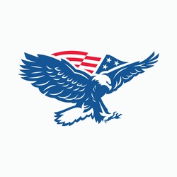 Eagle Vector Logo With Flag