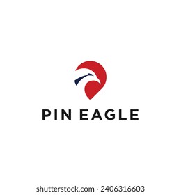 Eagle vector logo with map pin design illustration