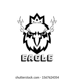 Eagle vector logo template on white background for sport team or apparel emblem. Eagle head mascot with eyes flames. Download and edit the EPS files then you will have a new brand. Esport logo maker.