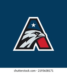 Eagle vector logo with USA America flag. Sport emblem modern style.