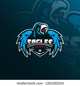 eagle vector mascot logo design with modern illustration concept style for badge, emblem and tshirt printing. angry eagle illustration with wings.