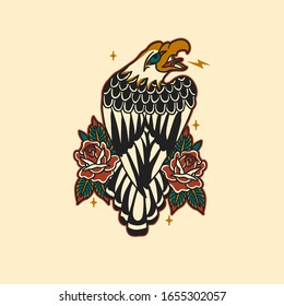 Eagle vector with old traditional tattoo style