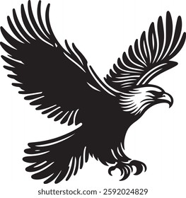 Eagle vector silhouette with white background