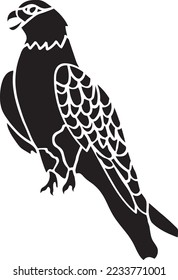 Esténcil vector de águila, negro y blanco
