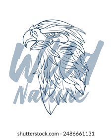 eagle vector with text wild of nature in transparent background