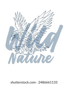 eagle vector with text wild of nature in transparent background