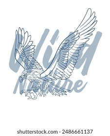 eagle vector with text wild of nature in transparent background