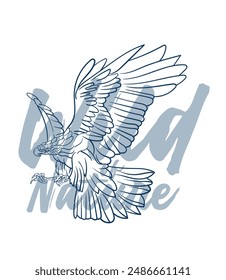 eagle vector with text wild of nature in transparent background