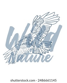 eagle vector with text wild of nature in transparent background
