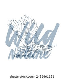 eagle vector with text wild of nature in transparent background