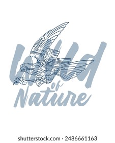 eagle vector with text wild of nature in transparent background