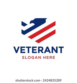 eagle veteran logo design vector illustration