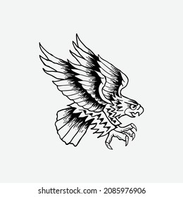 eagle vintage hand drawn black vector illustration