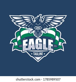 Eagle vintage logo, The flying eagle. Vector emblem. Eagle logo - vector illustration, emblem design on dark background, concept bird eagle