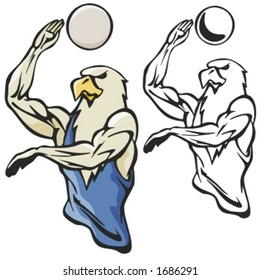 Eagle Volleyball Mascot. Great for t-shirt designs, school mascot logo and any other design work. Ready for vinyl cutting.