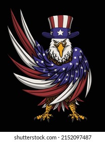 Eagle wearing a uncle sam hat vector illustration for your company or brand