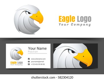 Eagle White Corporate Logo and Business Card Sign Template. Creative Design with Colorful Logotype Visual Identity Composition Made of Multicolored Element. Vector Illustration.