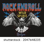 Eagle wild spirit vintage vector t shirt print deign. Rock you wild and free artwork for apparel and others.