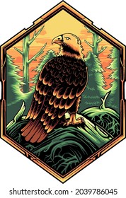 eagle in the wild vector illustration