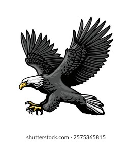 eagle wildlife flapping wings illustration 