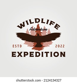 eagle wildlife vintage vector illustration design, adventure expedition logo design