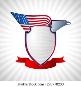 The eagle with a wing of the American flag; The national symbol of America; For the National Day of Independence on July 4; Grey Version; Vector Eps8