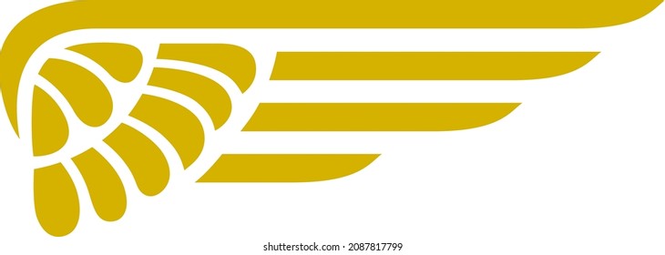 Eagle wing emblem. Golden logo. Falcon feathers emblem