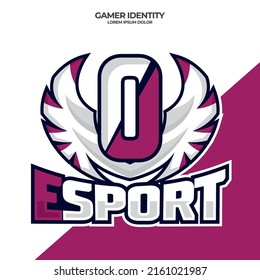 Eagle wing esport logo letter O design template, bird esport logo illustration, initial esport logo.