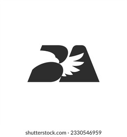 Eagle and wing face in letter B and A