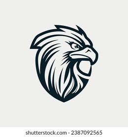 Eagle wing flight logo. Hawk shield wings icon. Flying bird emblem. Vector illustration.