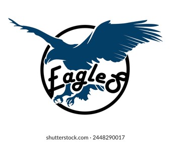 Eagle wing flight logo. Hawk  wings icon. Flying bird emblem. Vector illustration.