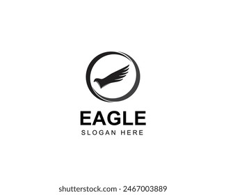 Eagle wing flight logo. Hawk shield wings icon. Flying bird emblem. Vector illustration.